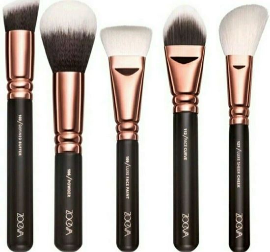 Picture of нов сет четки за грим Зоева 15бр с чантичка кафяво Zoeva brush set