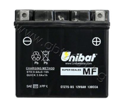 Снимка на Акумулатор Unibat 6 Ah, 12 V - CTZ7S-BS