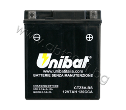 Снимка на Акумулатор Unibat 7 Ah, 12 V - CTZ8V-BS