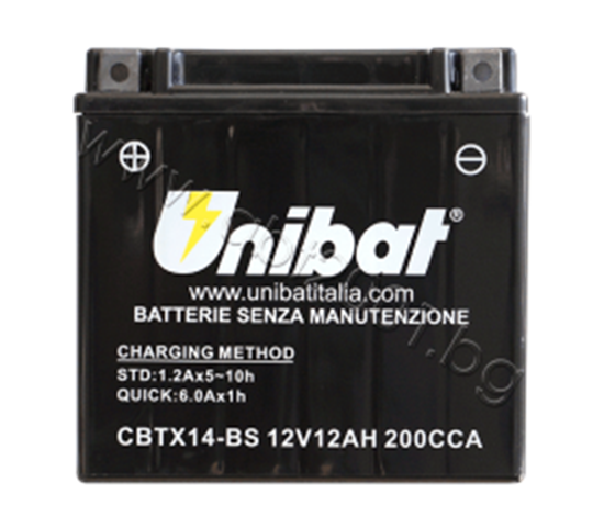 Picture of Акумулатор Unibat 12 Ah, 12 V - CBTX14-BS