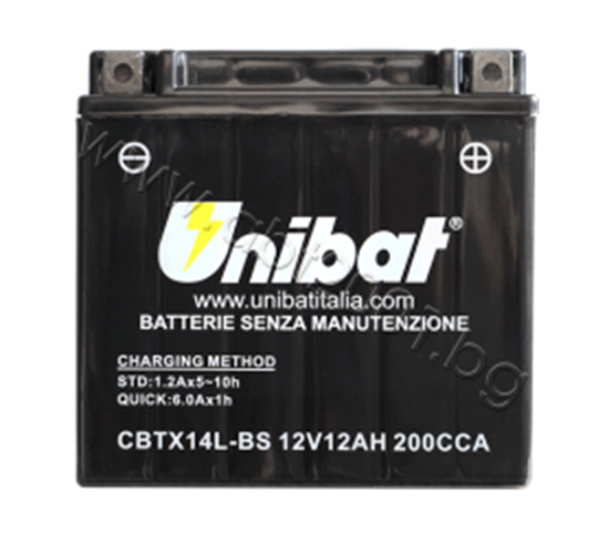 Picture of Акумулатор Unibat 12 Ah, 12 V - CBTX14L-BS