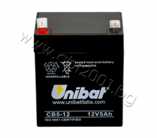 Снимка на Акумулатор VRLA-батерия UNIBAT, 5 Ah, 12 V