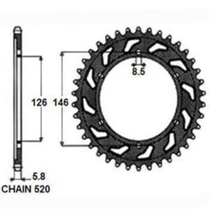 Снимка на Заден ПИНЬОН 520, брой зъби: 47 KAWASAKI KLX; SUZUKI DR, DR-Z, RM, RM-X, RM-Z 125-450 1980-2012
