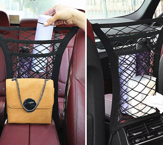 Снимка на Интериорен органайзер за кола Разделител за кола Преграда за домашни любимци Еластична мрежеста чанта за съхранение между седалките за кола