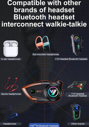 Picture of Слушалки за каска Безжичен телефонен Y80-2x Intercom интерком