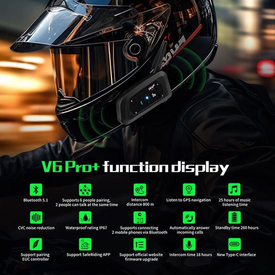 Picture of Безжичен Интерком EJEAS V6 PRO за мотоциклетна каска