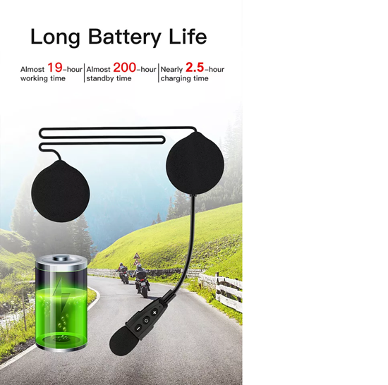 Снимка на Интерком EJEAS E1+ Bluetooth 5.1 Слушалки за мотоциклетна каска, CVC намаляване на шума, 3D звук