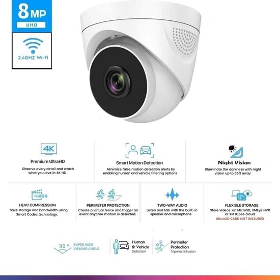 Снимка на IP Вътрешна 2MP куполна камера Двупосочно аудио със сензор за движение