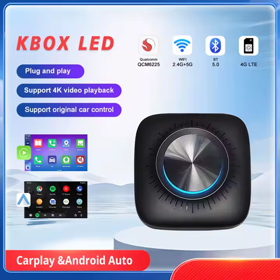 Picture of Kbox Led 6225  Carplay Ai Box  4G Sim Card Tf Card Android 13 Youtube Google Play Store Безжиченн Карплей адаптер