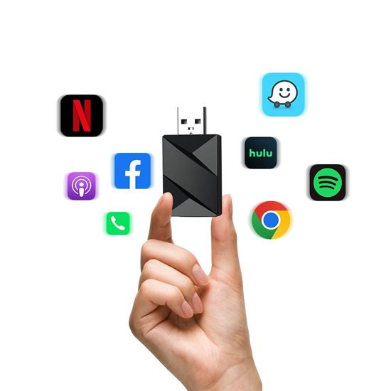 Picture of KM1 2 в 1 CarPlay и Android Auto безжичен адаптер, съвместим с Apple iOS 10+ и Android 11+