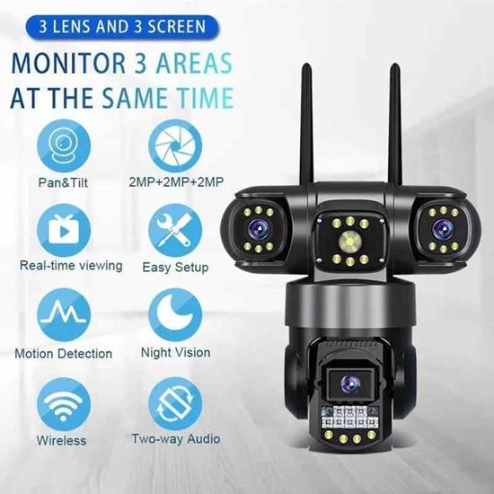 Picture of Домашна охранителна 4G CCTV камера V380 троен обектив