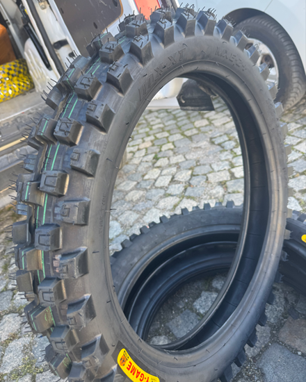 Снимка на мотокрос гума 059 110/90-19 mx3.1 2 зелени ленти супер софт