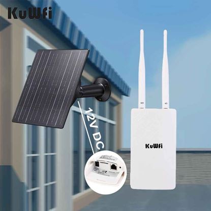 Picture of KuWFi 300Mbps соларен захранващ 12V DC Wifi безжичен мрежов рутер 4g
