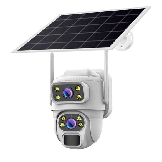 Снимка на Външна соларна водоустойчива 4G IP66 8MP нощно виждане CMOS двупосочна аудио PTZ камера за видеонаблюдение с поддръжка на NVR и SD карта