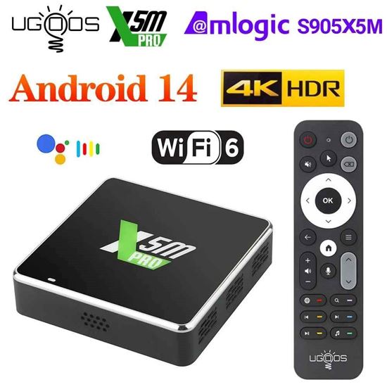 Снимка на UGOOS X5M PRO ТВ БОКС Android 14 Amlogic S905X5M LPDDR4 4GB 32GB Поддръжка AI-SR CEC AV1 WiFi6 BT5.4 1000M с BT гласово дистанционно